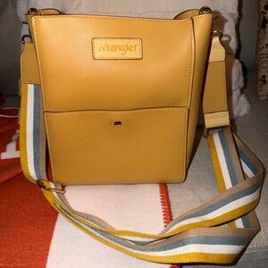 Wrangler Mustard Crossbody Bag with Striped Strap